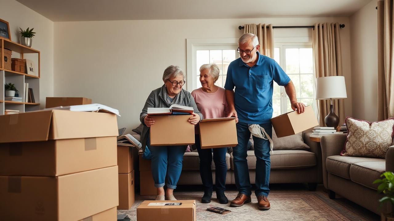 Senior couple planning their move with compassionate movers